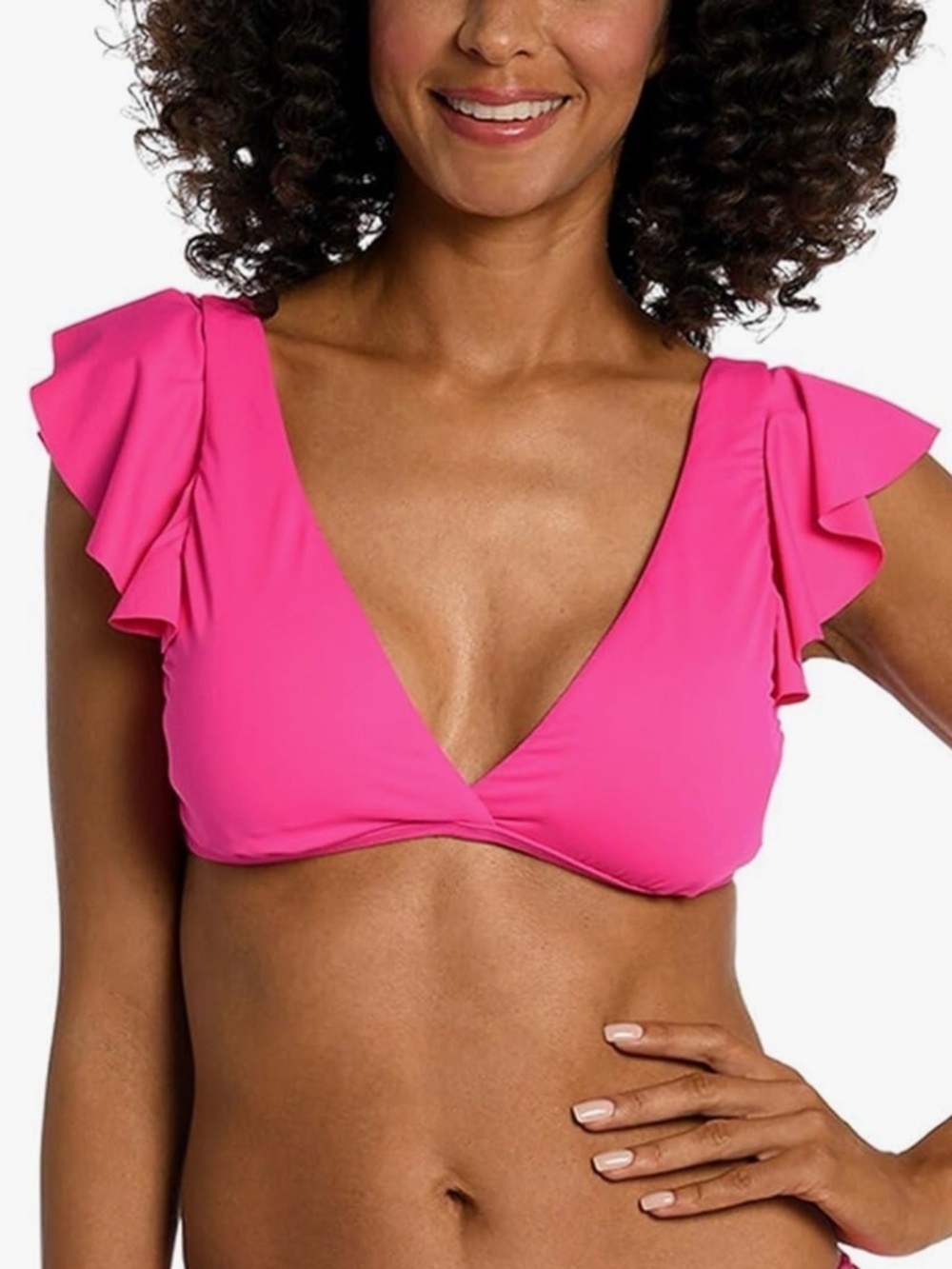 La Blanca Island Goddess Ruffle Sleeve Top Size 16 NWT